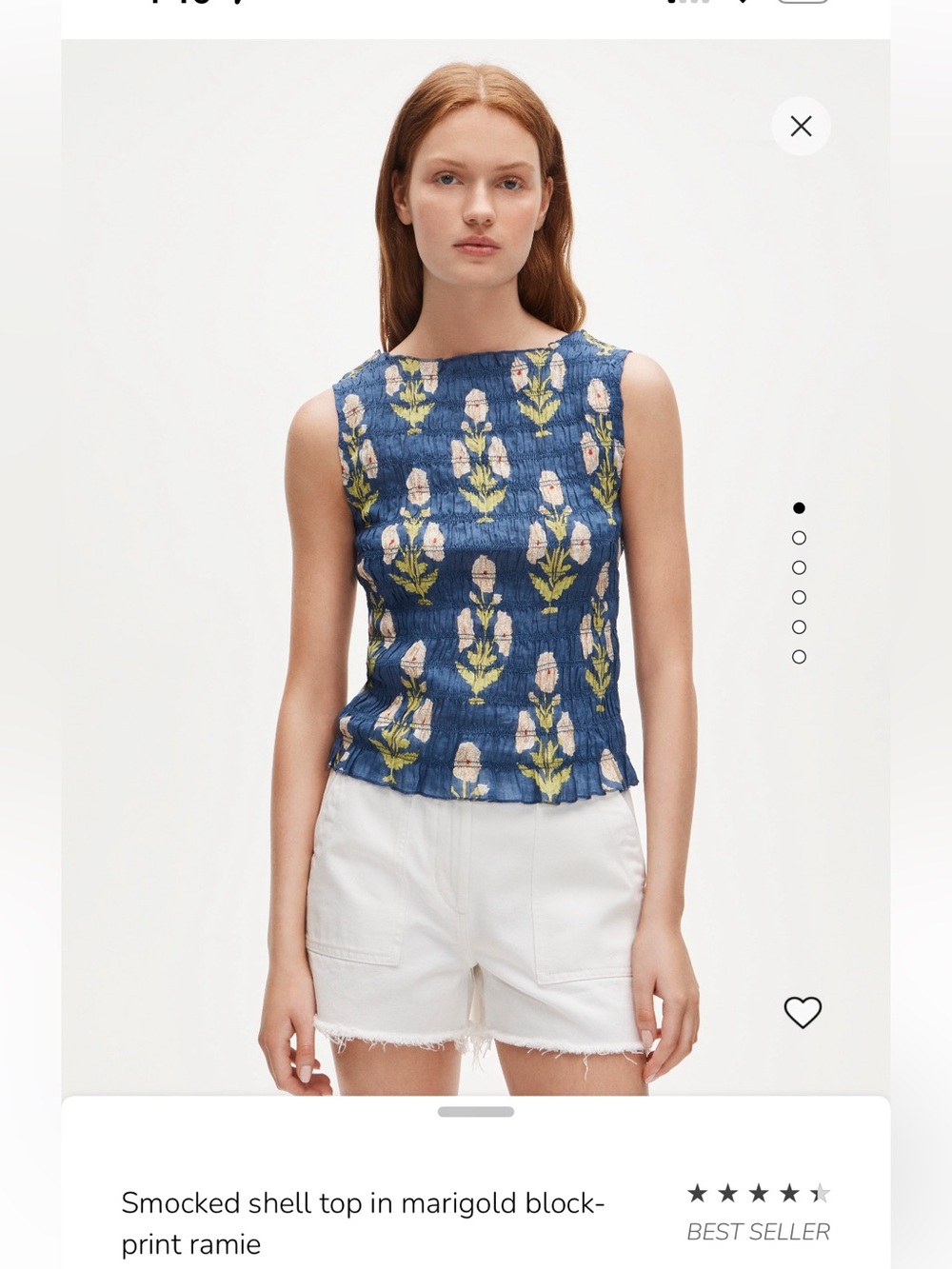 J. Crew Blue Smocked Floral Tank Top